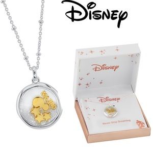 DISNEY Minnie Mouse Silver Floating Gold DREAM Pendant Necklace